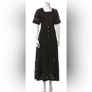 LoveShackFancy Dress Womens Edie Maxi Button Black Size M